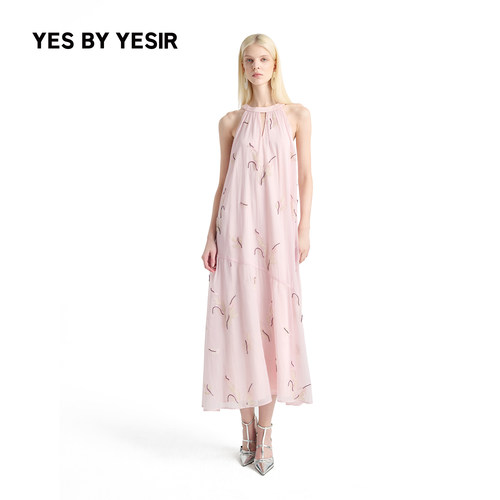 YESBYYESIR秋冬挂脖长款连衣裙