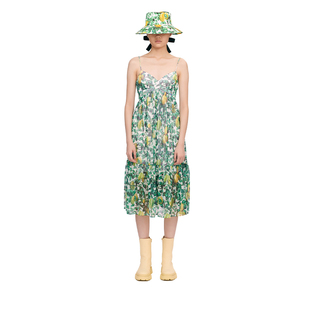 YES YESIR叶谦原创设计小众轻奢杨桃印花吊带连衣裙