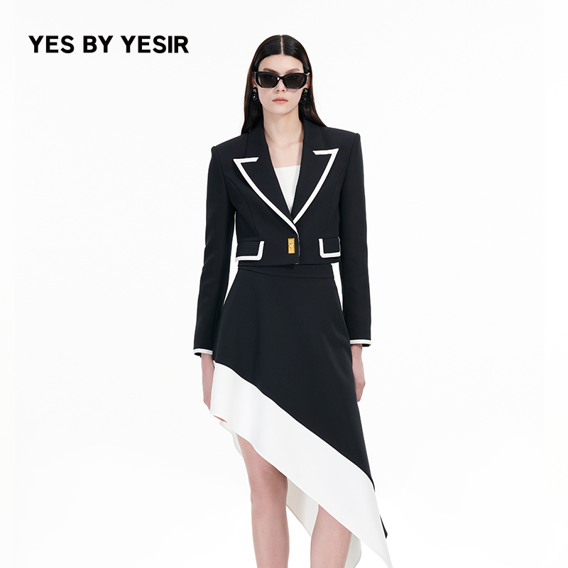 格雷学院黑白撞色短西服