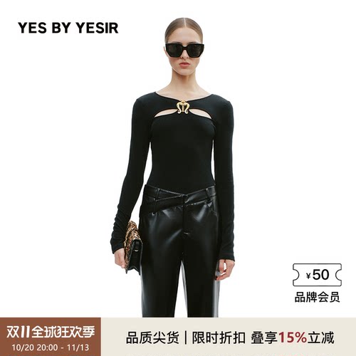 YESBYYESIR竖琴乐章镂空针织衫