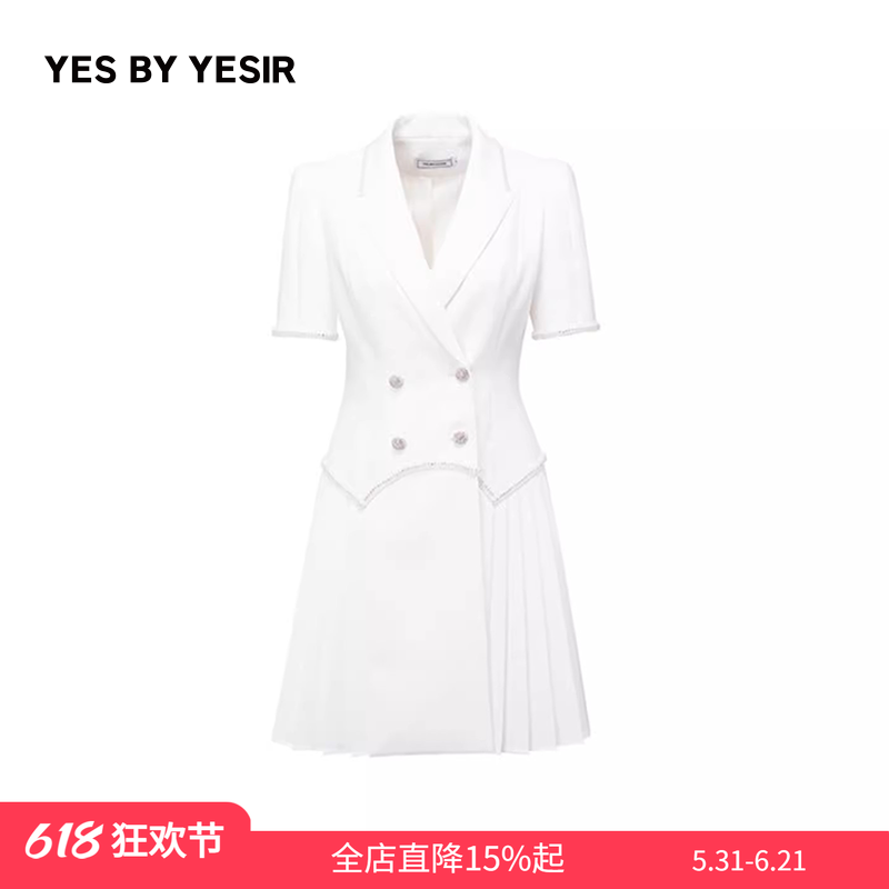 YES BY YESIR叶谦原创设计师春季女法式裙子高级感时尚西装连衣裙