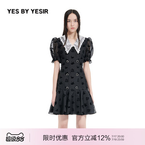YES BY YESIR叶谦原创设计师春女裙子复古天鹅绒西装连衣裙