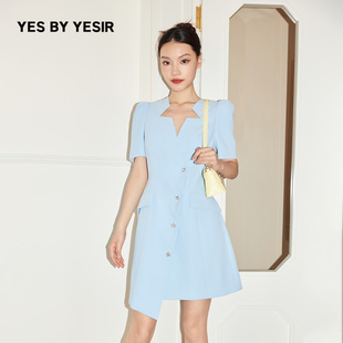 裙子天蓝星领西装 YESIR叶谦原创设计师秋新款 连衣裙 YES