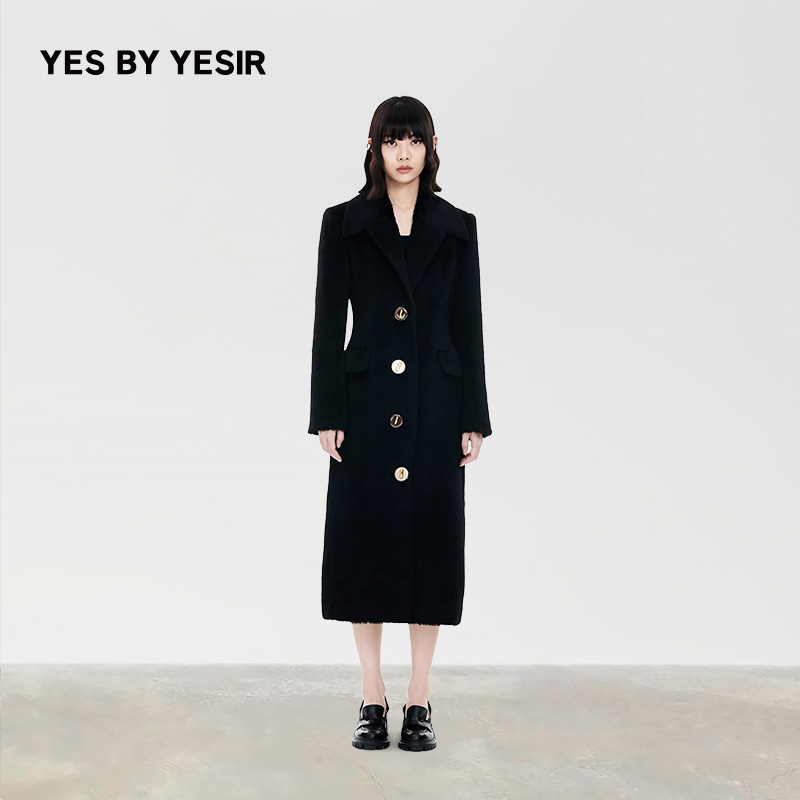 YESBYYESIR黑骑士羊毛大衣