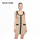 YESIR叶谦原创设计秋新款 YES 绵羊毛人鱼沙滩撞边背心连衣裙