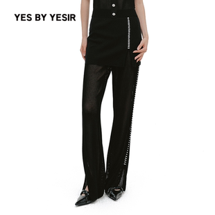 撞色钩边老钱针织裤 YES YESIR叶谦原创设计师2026春新款 子 裤