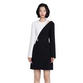 YESIR叶谦原创设计小众设计感气质修身 YES 黑白配连衣裙