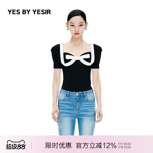 YESBYYESIR蝴蝶结胸型短袖T恤