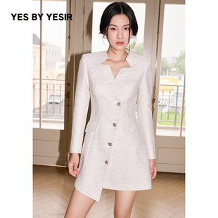 星星领不对称长袖 YESIR叶谦原创设计师2025年秋新款 连衣裙 YES