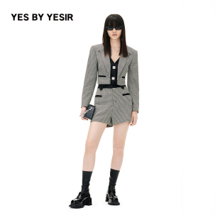 YESIR叶谦原创设计师秋王室千鸟骑士西服 王真儿同款 YES