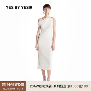 高圆圆同款YES BY YESIR叶谦原创设计26秋季新款云肩水滴扣连衣裙
