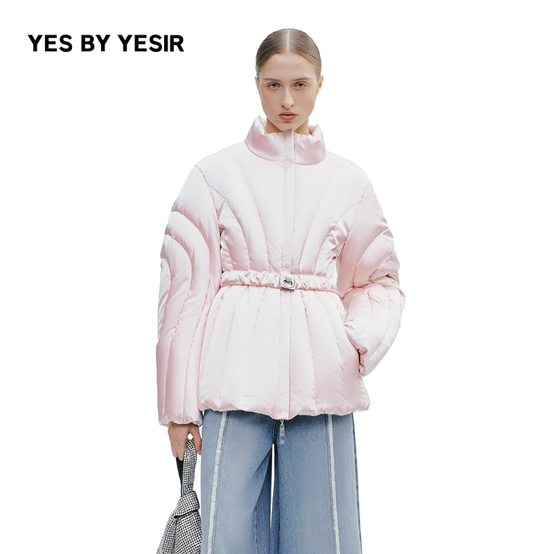 YES BY YESIR叶谦原创设计年冬新款白鹅绒雅典娜雕塑短羽绒服