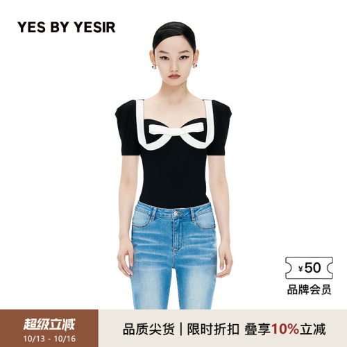 YESBYYESIR蝴蝶结胸型短袖T恤