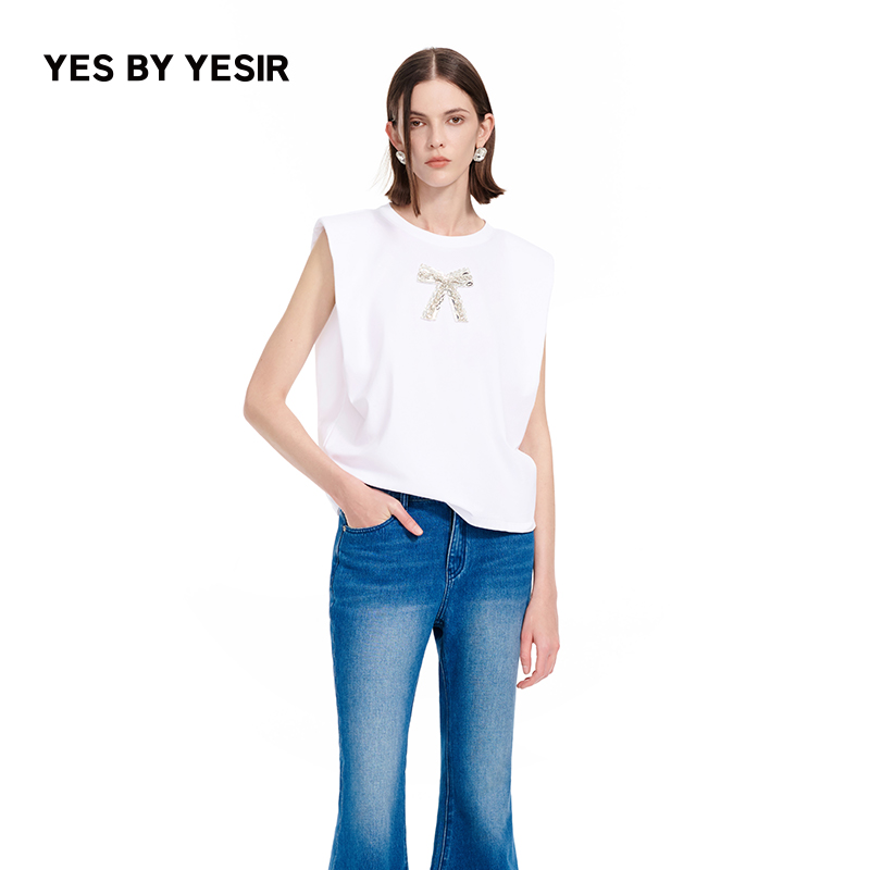 2025夏新款满钻蝴蝶结T恤