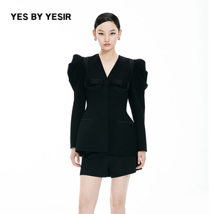 女V领轻解构蝴蝶结外套 YESIR叶谦原创设计师春新款 YES