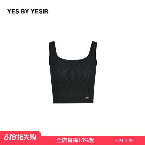 简约黑色针织背心上衣女