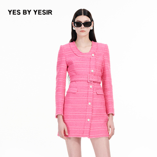 绵羊毛小香风外套短裙连衣裙 YESIR叶谦原创设计秋新款 YES