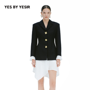 不规则下摆压褶西服连衣裙 YESIR叶谦原创设计师2026春新款 YES