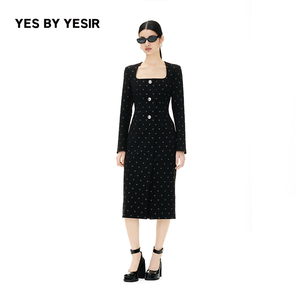 YES BY YESIR叶谦原创设计师秋女士赛博之城波点显瘦连衣裙