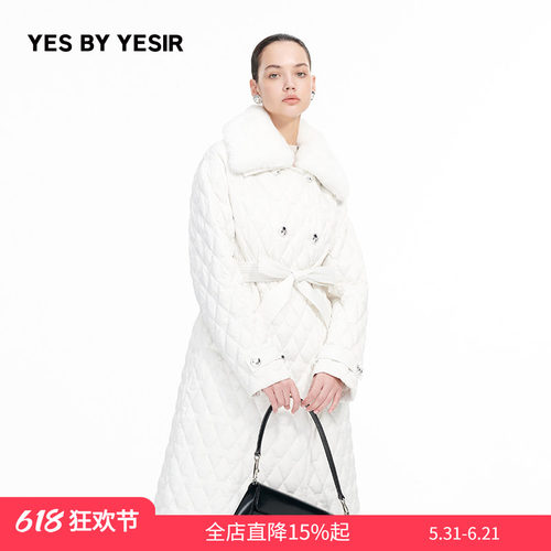 暖冬奶白拼毛领羽绒服