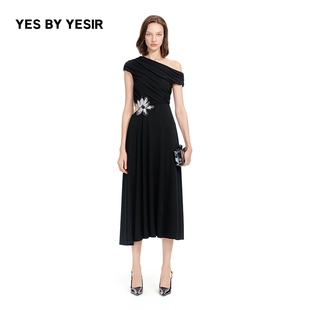 YESIR叶谦原创设计25夏新款 镂空刺绣花朵露连衣裙 YES 韩雪同款