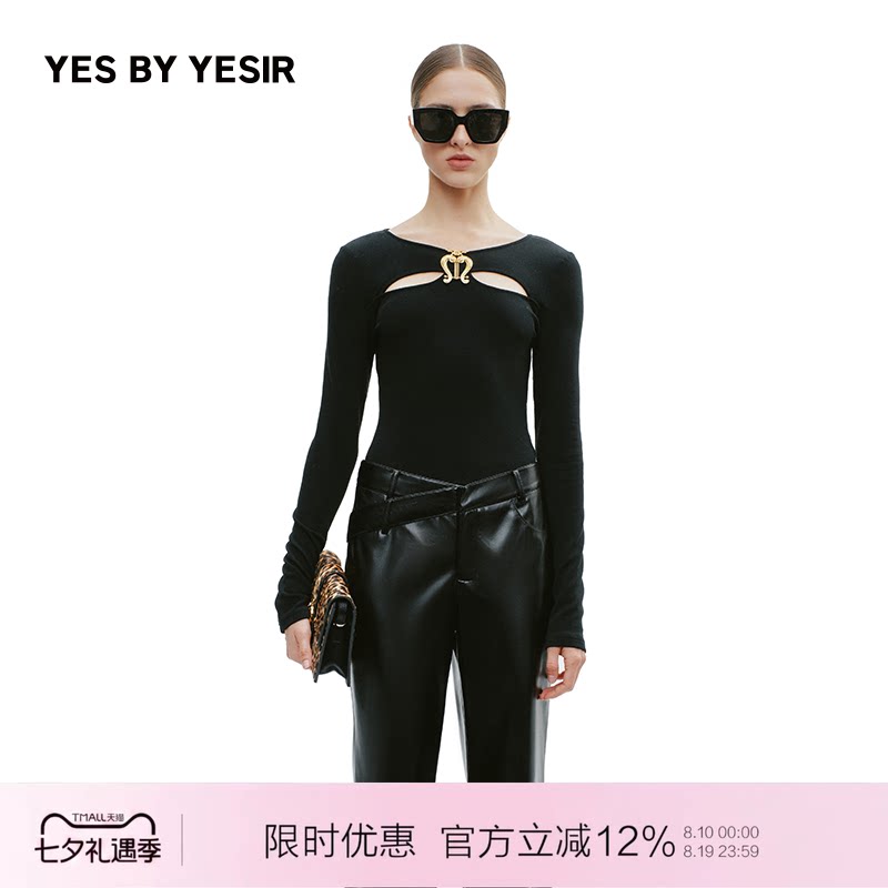 YESBYYESIR竖琴乐章镂空针织衫