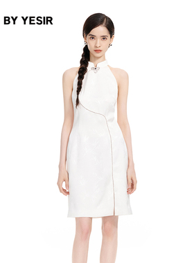 王晓晨同款YES BY YESIR叶谦原创设计25夏新中式旗袍挂脖连衣裙