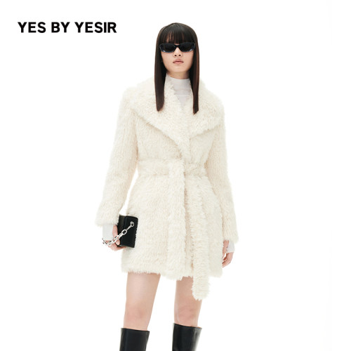 YESBYYESIR白羊羊皮草短大衣
