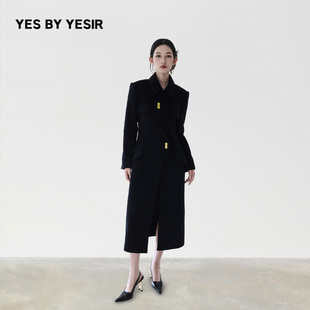 少女曲线门襟复古长大衣 YESIR叶谦原创设计24年秋冬新款 YES