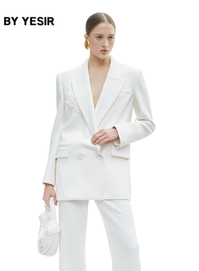 迪丽热巴同款YES BY YESIR25年秋新款叶谦单枪珠马长西服外套套装