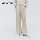 YESIR叶谦原创设计师2026春新款 春日暖阳香风拉毛休闲长裤 YES
