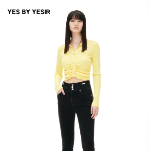针织衫 YES 腰精修身 YESIR叶谦原创设计师秋多巴胺短款