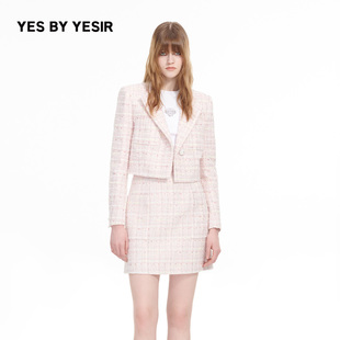 夹克粉珊瑚小香风外套半身裙 YESIR叶谦原创设计师秋新款 YES