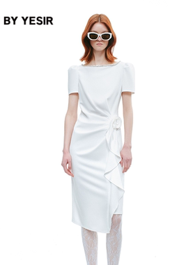 马萱同款YES BY YESIR叶谦原创25秋新款摇曳之花褶皱连衣裙