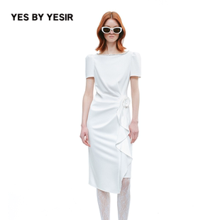 YESIR叶谦原创25秋新款 摇曳之花褶皱连衣裙 YES 马萱同款