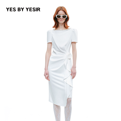 马萱同款YES BY YESIR叶谦原创25秋新款摇曳之花褶皱连衣裙