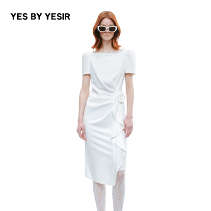 马萱同款YES BY YESIR叶谦原创秋新款摇曳之花褶皱连衣裙