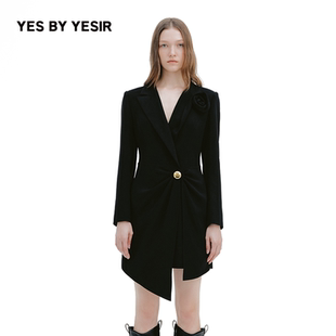 黑夜蔷薇不对称西装 YESIR叶谦原创设计师2026春新款 连衣裙 YES