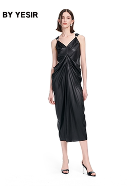 YES BY YESIR叶谦原创设计25夏新款指环装饰荡褶浪漫长裙