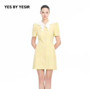 YES BY YESIR叶谦原创设计师夏裙子女多巴胺蝶领西装连衣裙