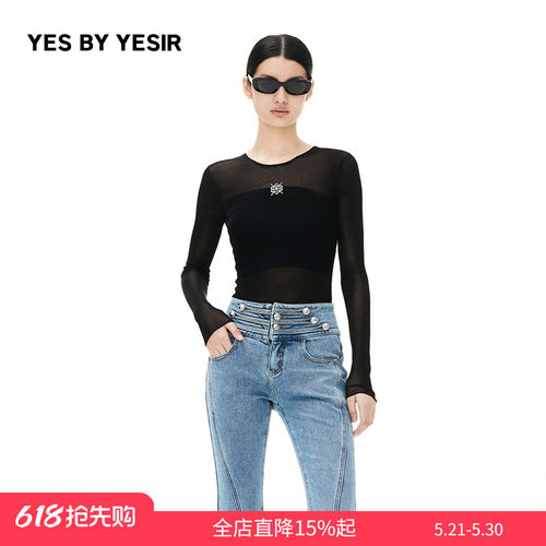 性感超模透视针织套头衫
