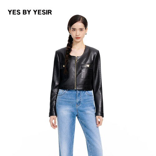 YESBYYESIR鳄趣味PU夹克