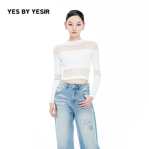 女杀手透视针织套头衫