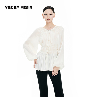 YESIR叶谦原创设计师春流光纱南法抽褶衬衫 YES