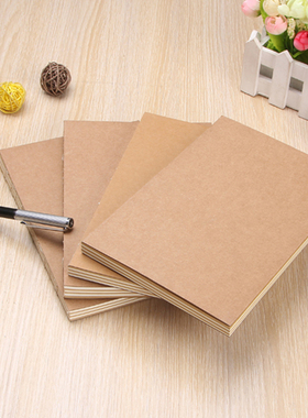 A5复古牛皮纸记事本空白黄页素描本绘画本加厚手账草稿笔记本子