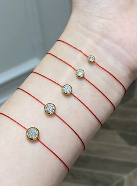 Redline小红绳10分圆钻全绳手链男女同款巴黎萌猫专柜代购