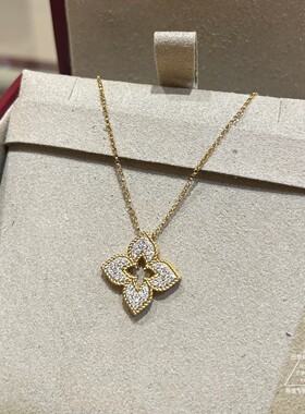Roberto Coin/珂瑛VENETIAN PRINCESS镂空满钻项链巴黎萌猫正品代