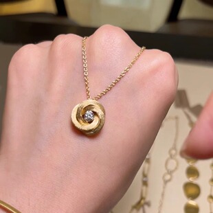 Marco Bicego Jaipur18K金拉丝带钻玫瑰花型项链巴黎萌猫正品代购