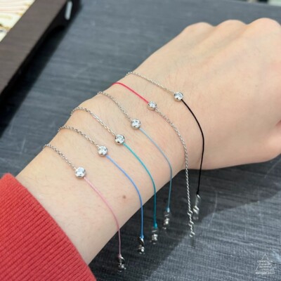 Redline小红绳10分圆钻半绳半链手链男女同款巴黎萌猫正品代购