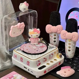 KT猫唱片机蓝牙音响复古迷你可爱hellokitty音箱生日礼物女生闺蜜